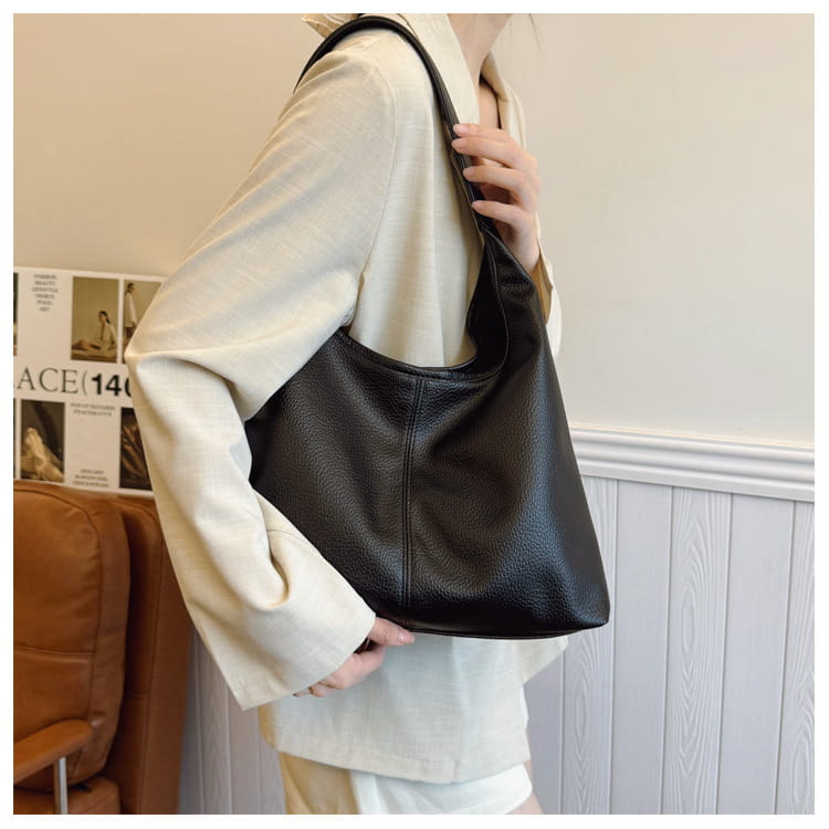 Borsa per secchio in pelle PU con tasche con cerniera borsetta di grande capacità per le donne