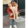 Boys' Warm Fur All-in-one Fashion Hooded Jacket - Red