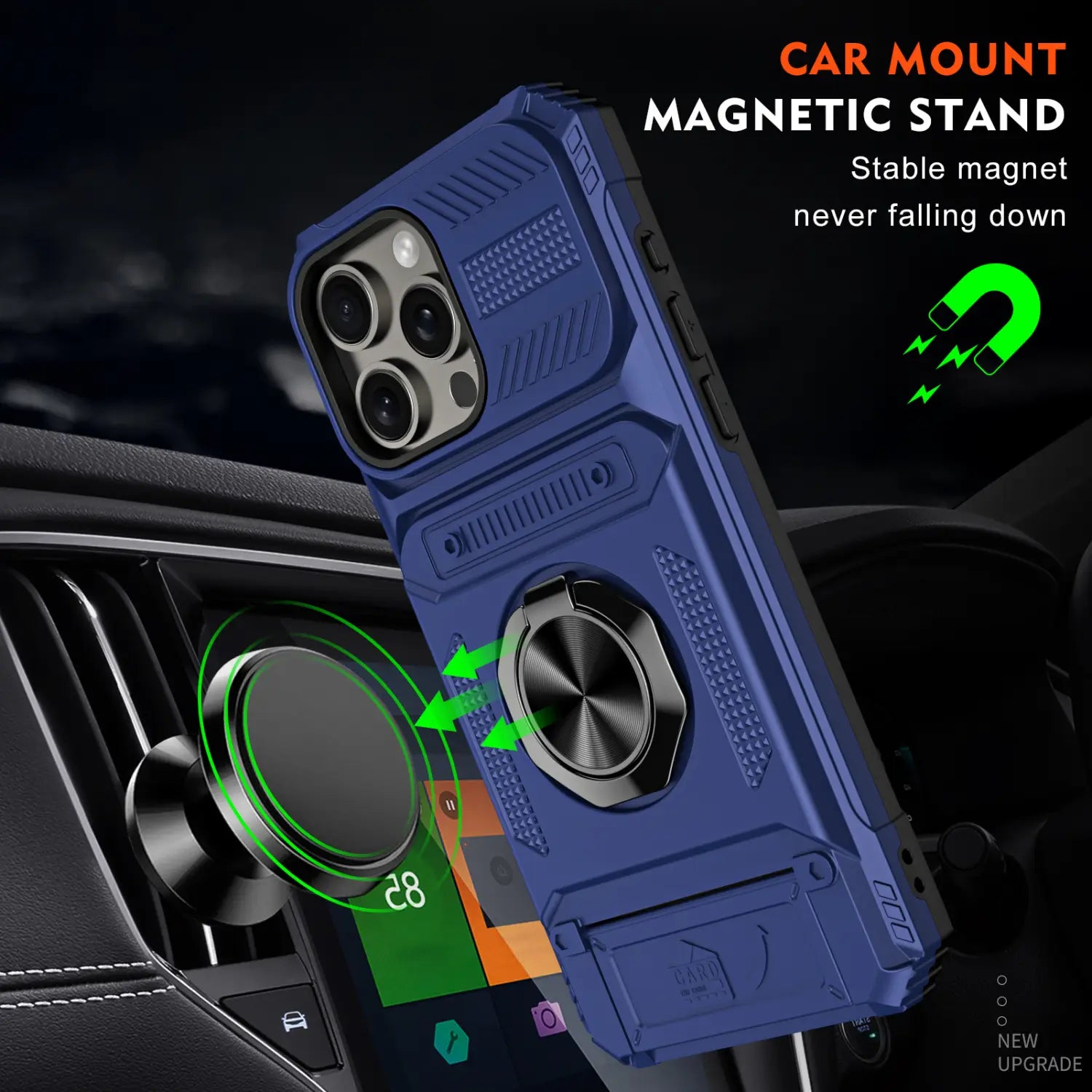 Multifunctional Magnetic Phone Case with Hidden Card Slot and Anti-Fall Bracket
