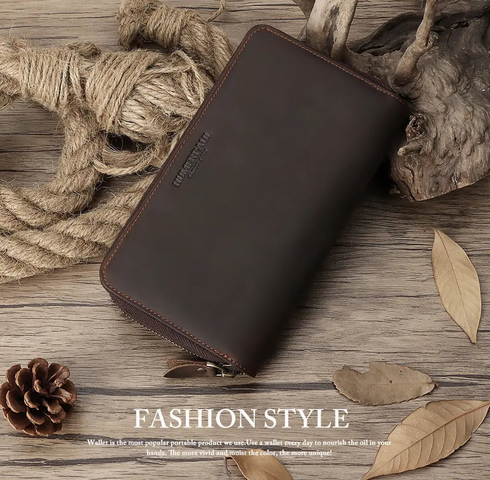 Genuine Leather Layer Cowhide Wallet with Anti-Theft Card Slot