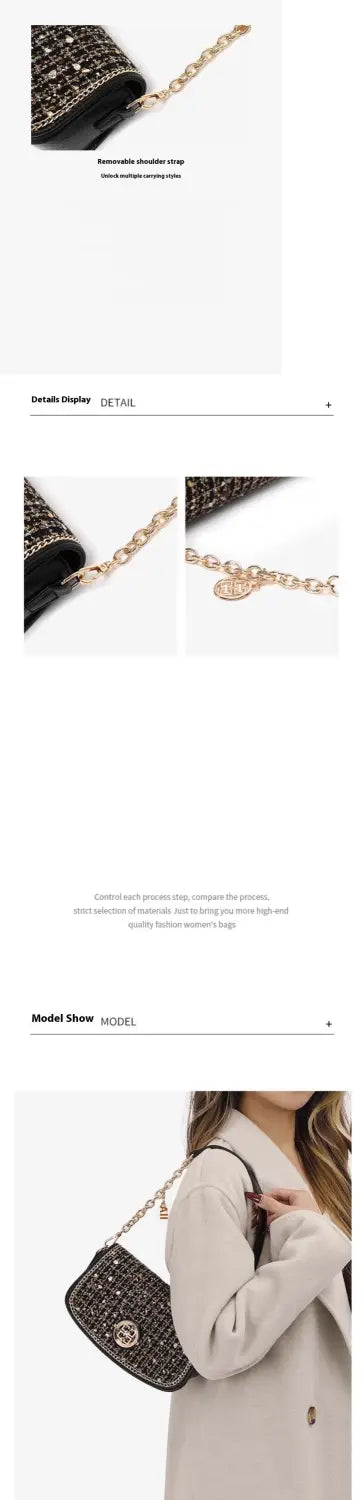 Zwarte ketting schoudertas pu lederen crossbody portemonnee voor reizen en vrije tijd