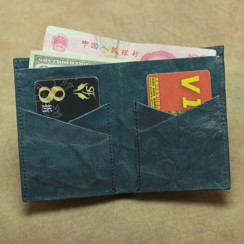 Portefeuille de bifold en cuir authentique vertical et horizontal Slim Card Portez pour les hommes