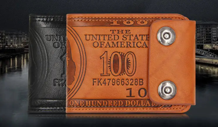 Men’s PU Leather Wallet with Magnetic Closure in Brown or Black for United States