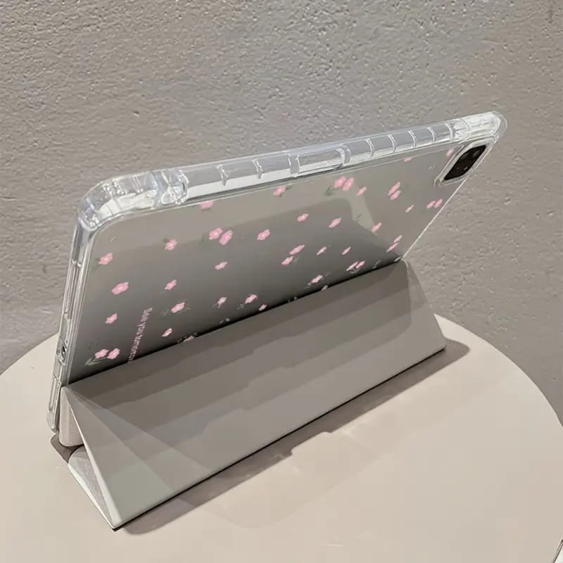 Capa de estojo de desenho magnético Tampa de trifold transparente com porta -lápis Apple