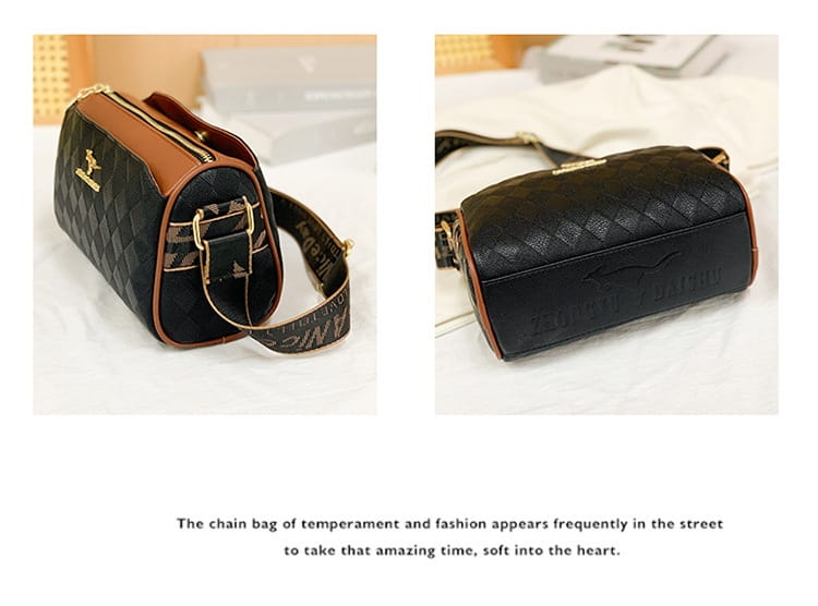 Chessboard Plaid Bag with Wide Shoulder Strap and Multiple Storage Pockets