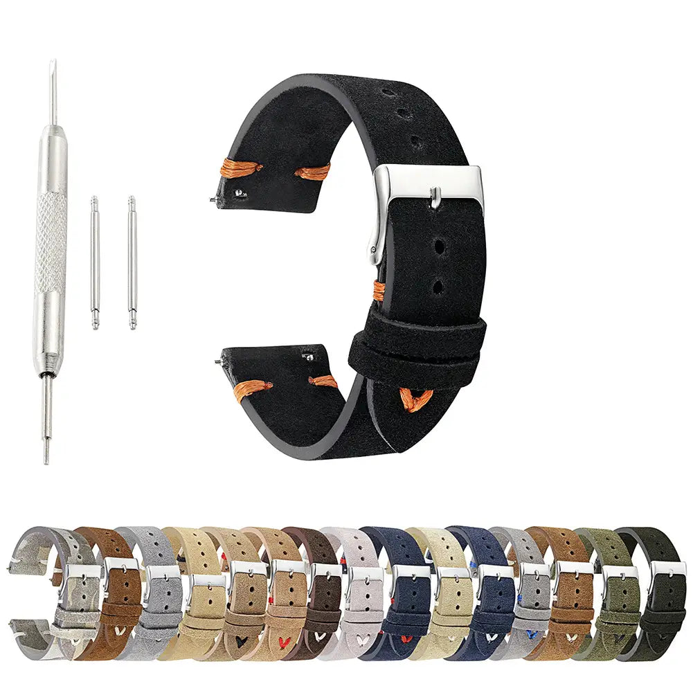 Vintage Suede Strap Hand Stitched Leather Strap