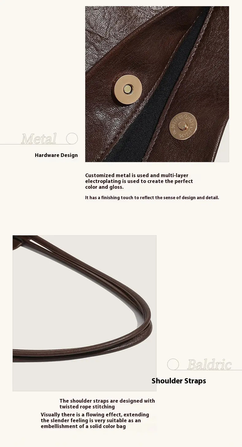 Casual Soft Leather Retro Style Commuter Shopping Shoulder Bag