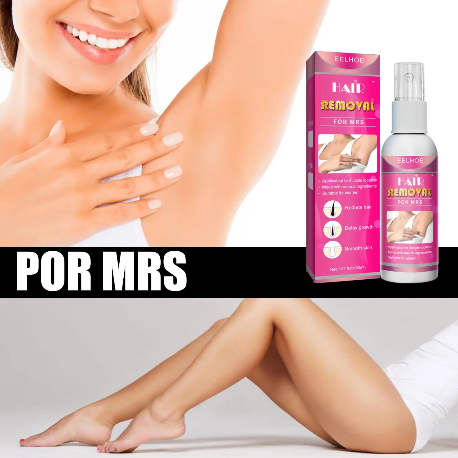 Spray para depilación para hombres y mujeres con piernas velludas