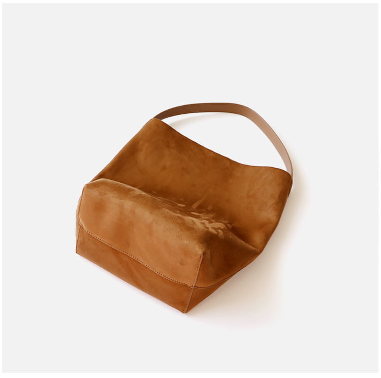 Large Capacity Suede Cowhide Bucket Bag in Genuine Leather for Daily