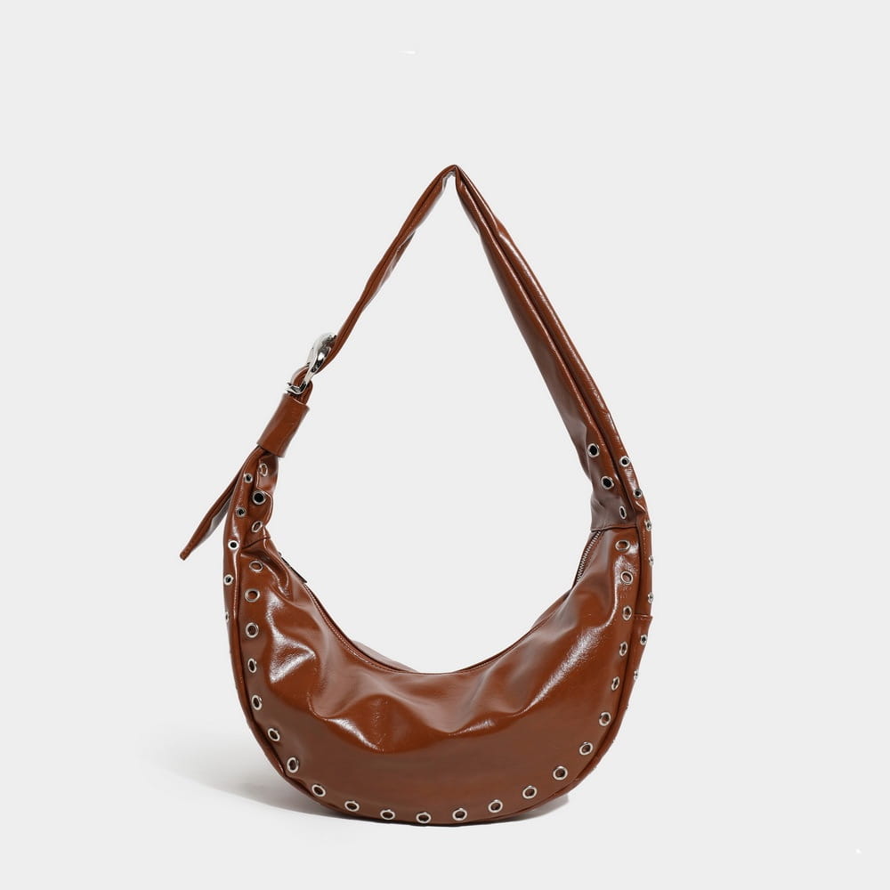 Sacca di gnocchi da donna Black scuro in pelle marrone scuro per spalla