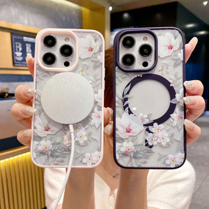 Magnetic Acrylic Magnetic Flower Two-in-one Phone Case