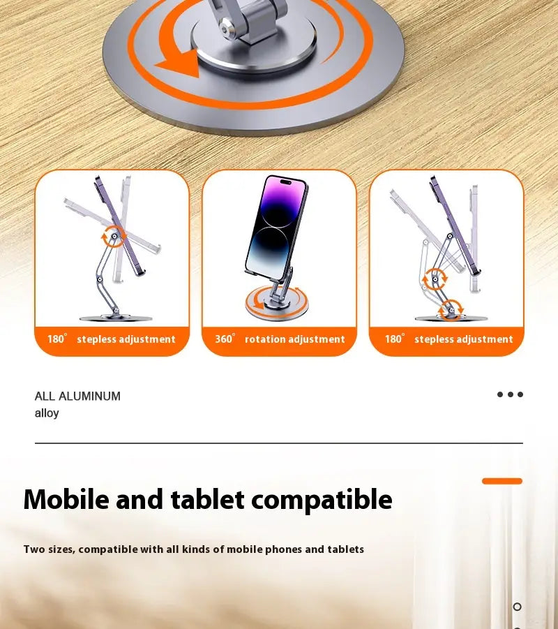 Aluminum Alloy Mobile Phone Desktop Bracket with Rotation Telescopic Adjustment