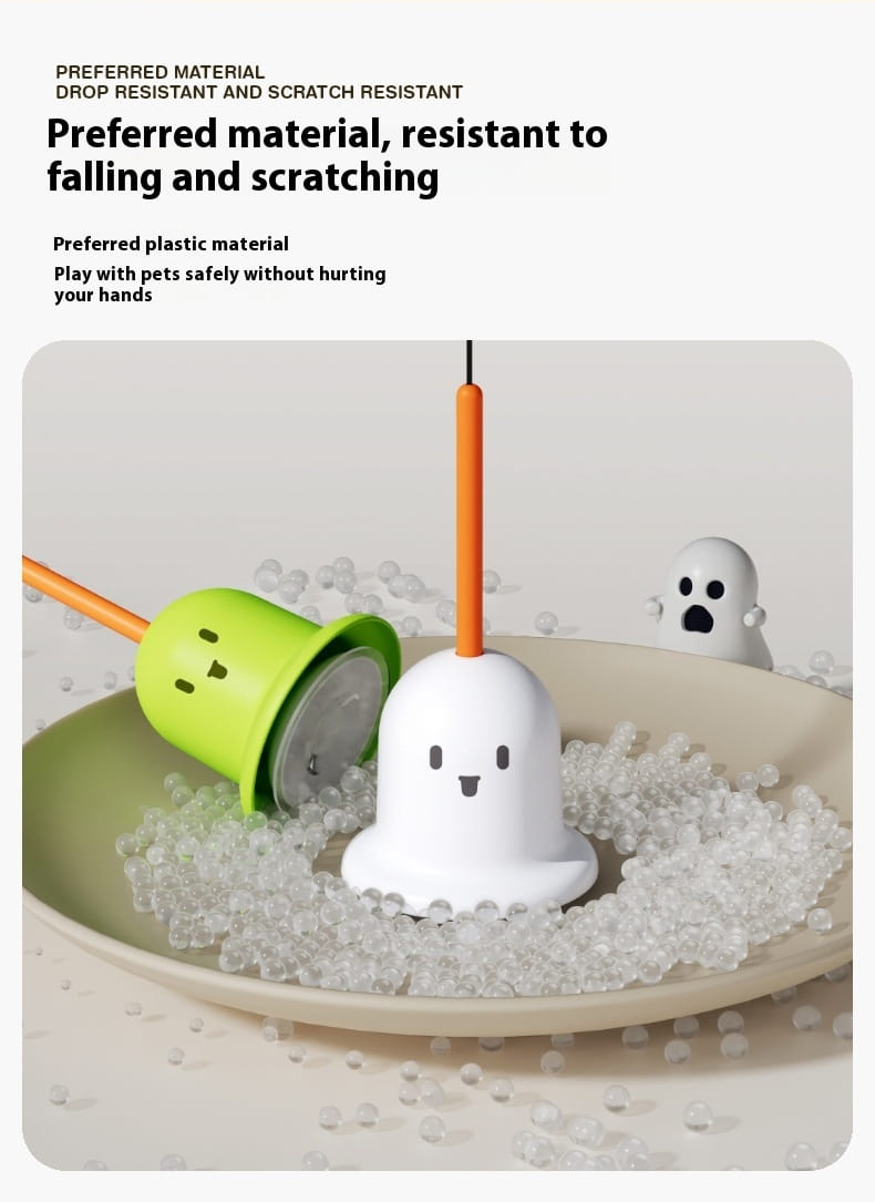 Kattet teaser leketøy med fjær frisk grønn ziplock -emballasje for interaktiv lek