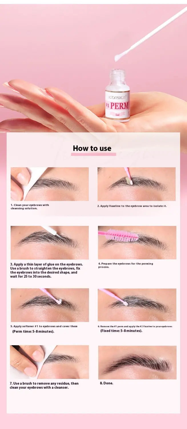 Pink Eyebrow Perm Kit for Quick Styling and Relaxing