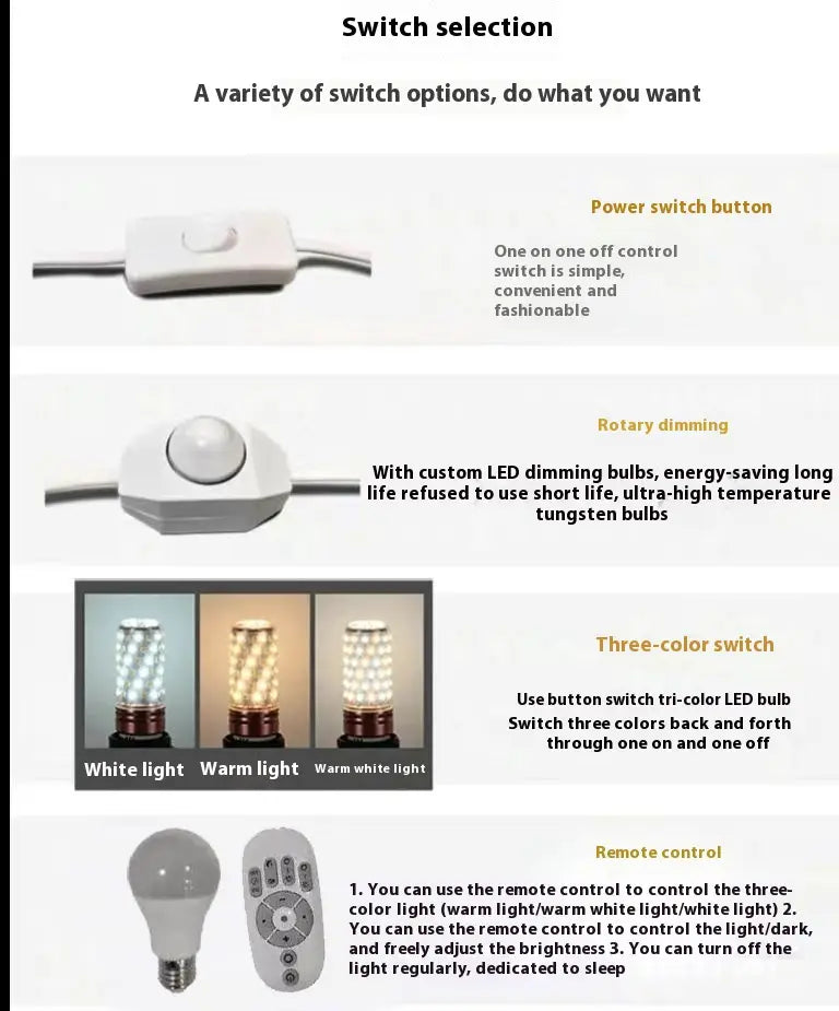 Monochrome Warm Light Bedside Lamp for Bedroom and Dormitory Decor