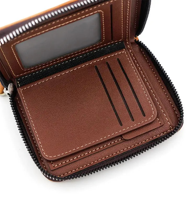 Black Light Brown Dark Polyester Lining PU Leather Wallet