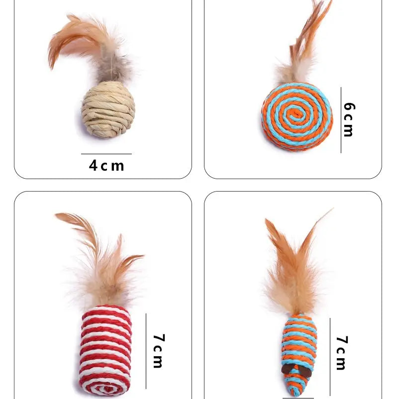 Seitsmetükk puuvill Cat Cat mänguasja, mis on seatud tahketes ja segavärvides