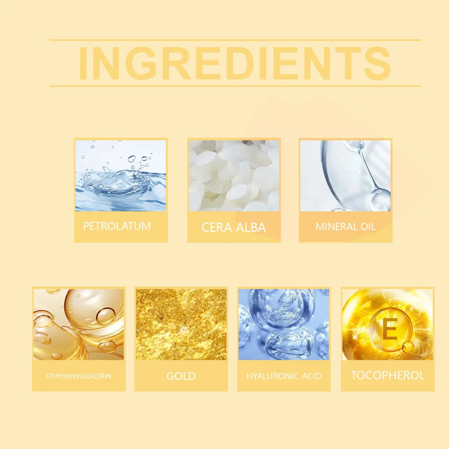 Hydrating Lip Balm with Beeswax Vitamin E Hyaluronic Acid and Gold 3.5g