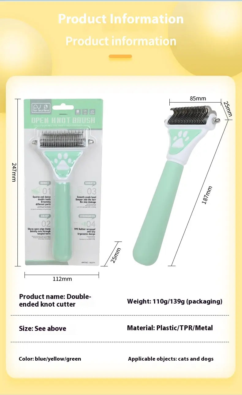 Cíor Dematting Pet do Madraí agus Cait Uirlis Grooming Remover Knot