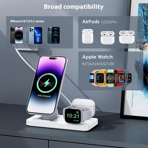 Mobile Watch Headset Folding 3-in-1 Magnetic Wireless Charger - Magnetic Wireless Charger for Phone and Headset