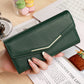 Women’s Long Three-fold Stitching Fashion Multi-card-slot Leather Oil Wax Leather Large-capacity Wallet