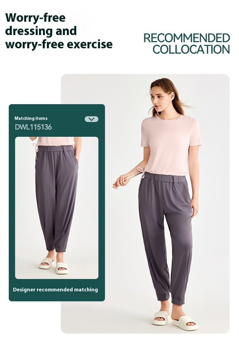 Tricou de antrenament roz roz și negru și negru pentru fitness yoga