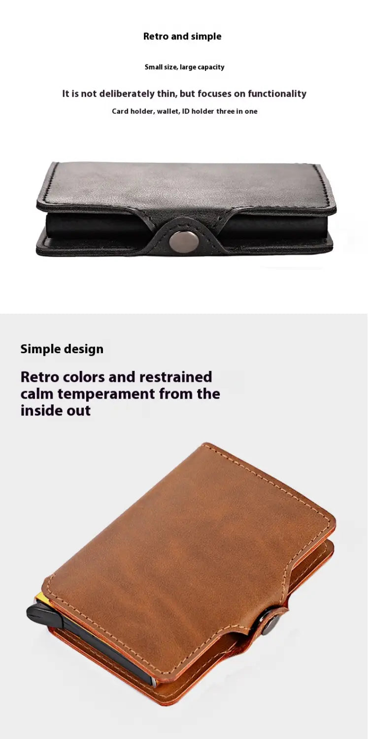 Sealbhóir Cárta Leathar Pu Ultra Solas d'fhir agus do mhná dubh nó donn dorcha