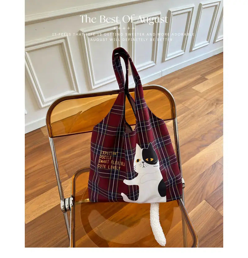 Plaid Flocking Cat Vest with Scottish and Soft Plush Design