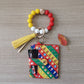 Fashion Beaded Bracelet Girls Small Wallet Lemon Printing Card Holder Silicone Beads Bracelet Keychain Credit - Fashion