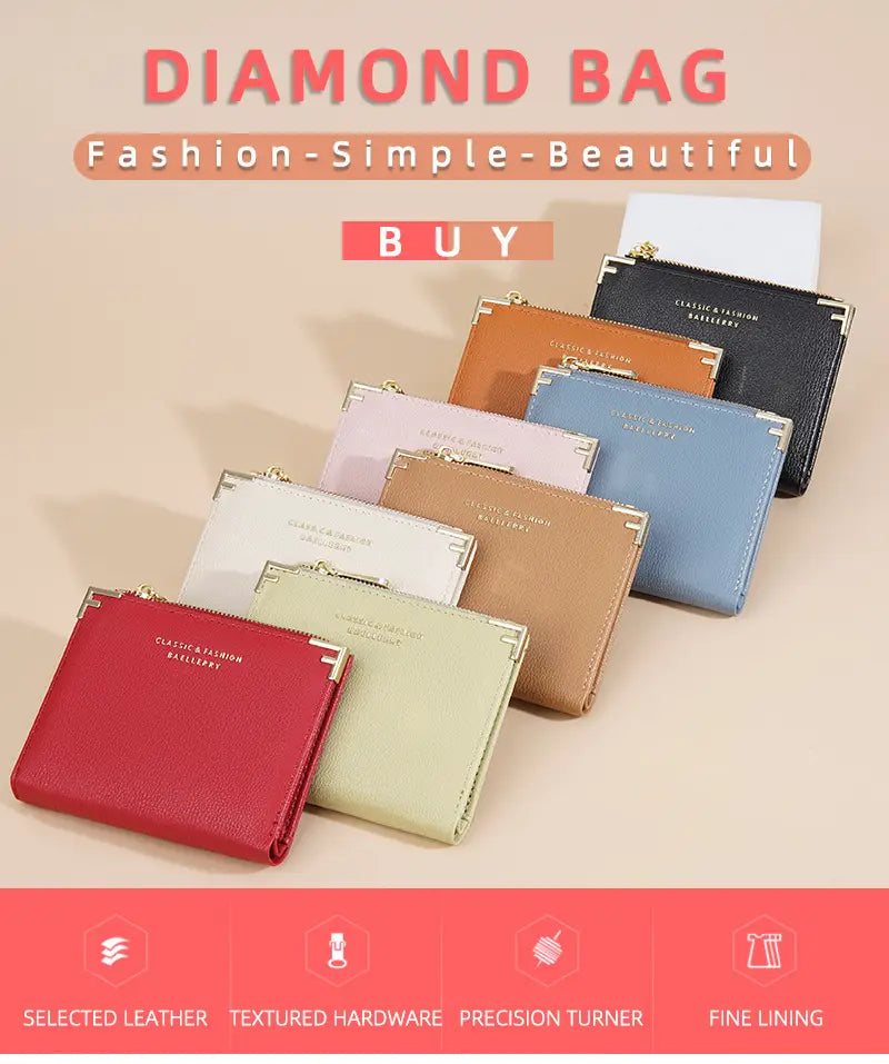 Mitmevärviline sünteetiline nahast rahakott kaardipesade ja kompaktse kujundusega