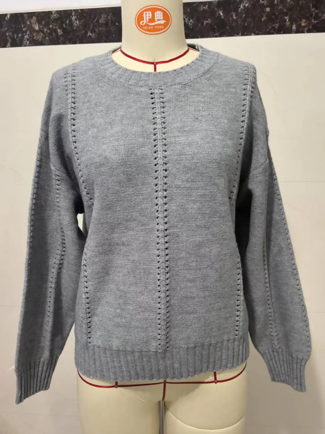 Cashmere Acrylic Pullover Sweater for Women in Milky White Gray Blue Green