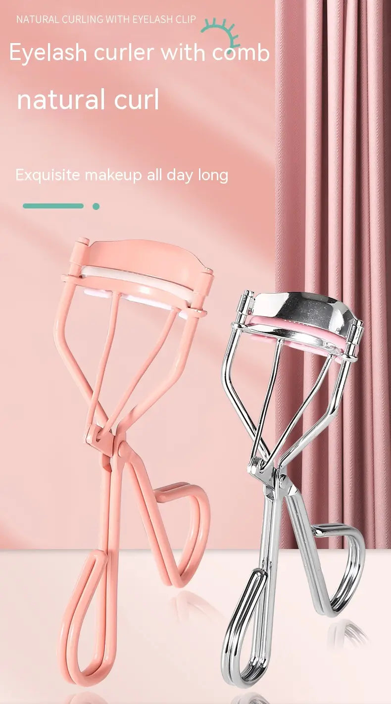 Electric and Pink Curling Eyelash Curler with Comb for Natural