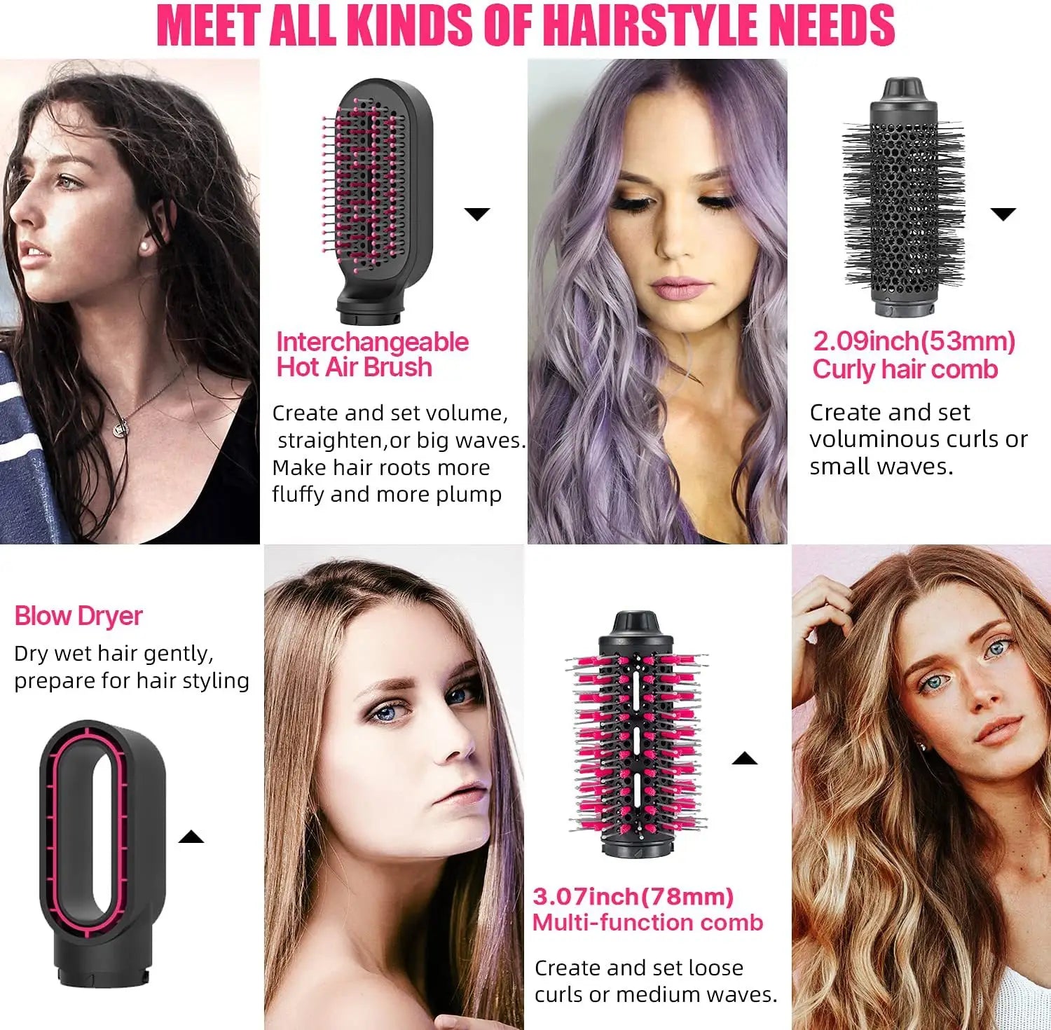 Multifunctional Three Speed Hair Dryer with Hot and Cold Air Output