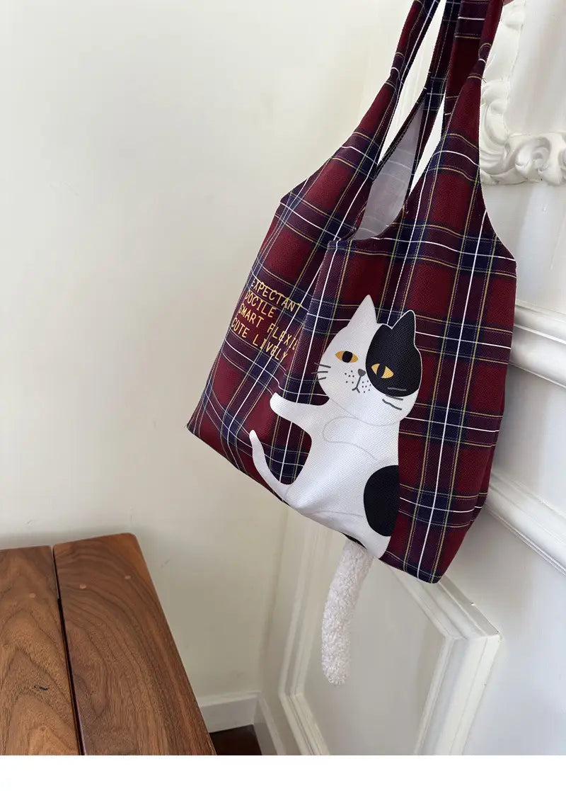 Plaid Flocking Cat Vest with Scottish and Soft Plush Design