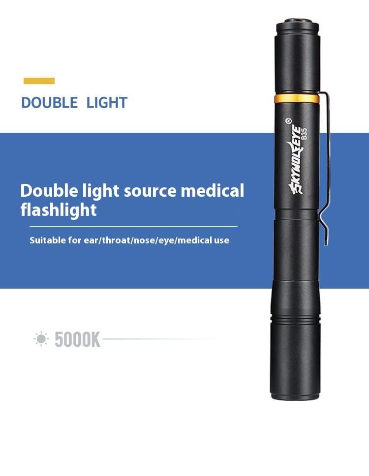 3W Black Battery Light Flashlight White Yellow with Aluminum Alloy Key Chain