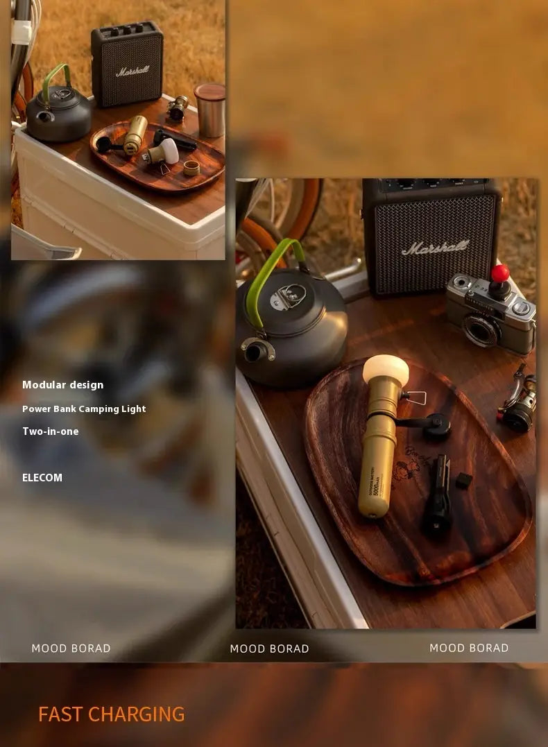 Rechargeable 5000mAh Power Bank with USB-C USB-A Outdoor Lighting for Camping