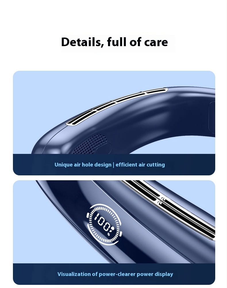 Halter Fan USB Portable Charging with Digital Display and Strong Wind Modes