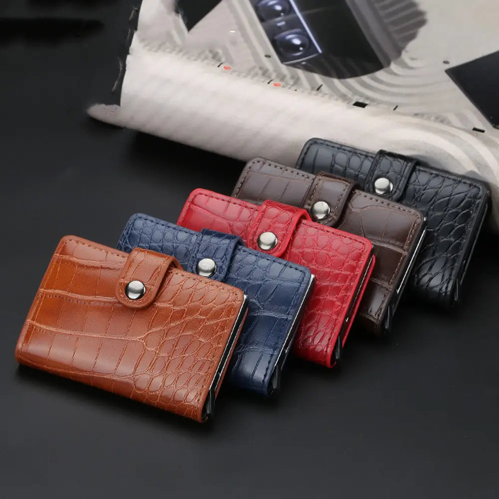 Unisex PU Leather Card Holder with Magnetic Buckle for United States Markets