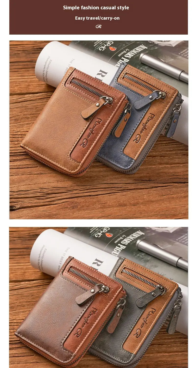 Mens Slim Bifold portefeuille PU Cuir RFID Blocking Carte Bread pour quotidiennement