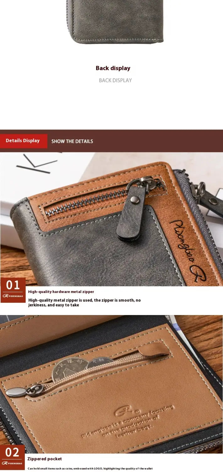 Mens Slim Bifold portefeuille PU Cuir RFID Blocking Carte Bread pour quotidiennement