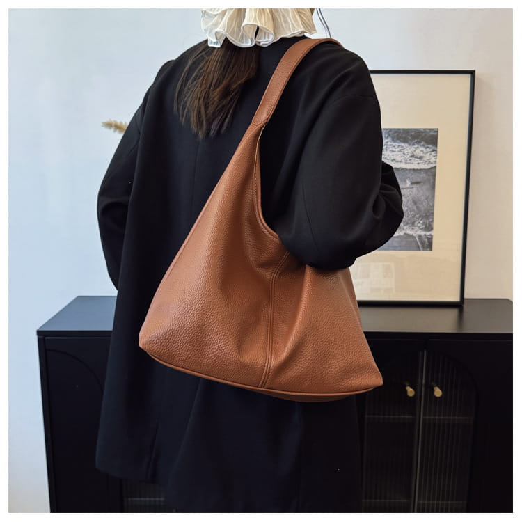 Borsa per secchio in pelle PU con tasche con cerniera borsetta di grande capacità per le donne