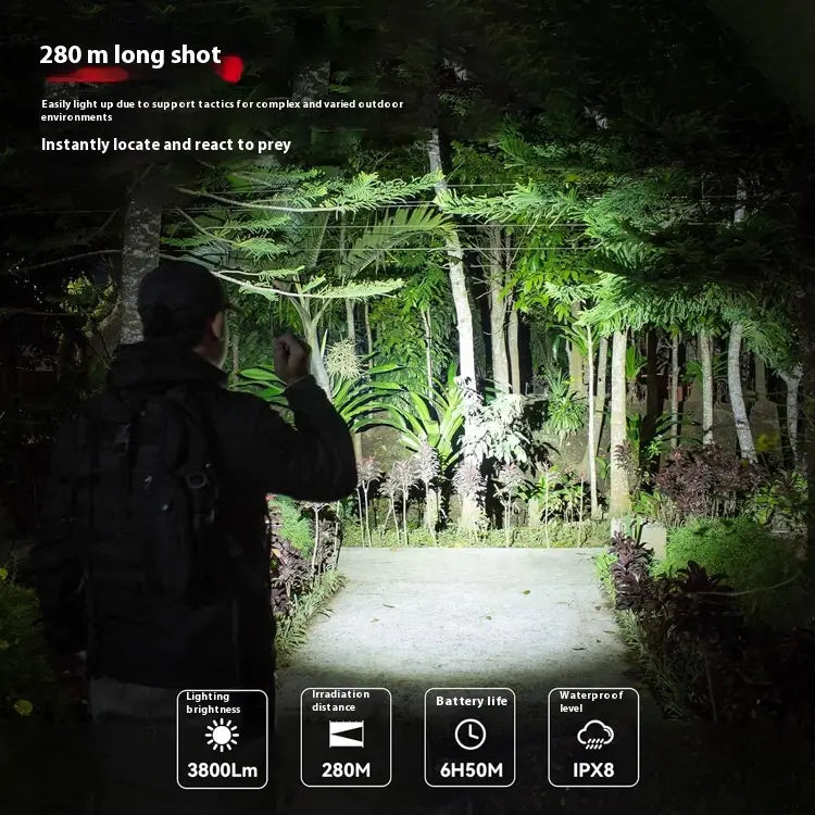 40W Black Battery Flashlight for Outdoor Camping Equipment and Long Shot Outdoors