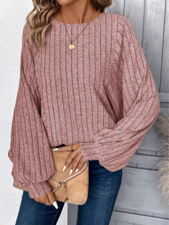 Yksiväinen pitkähihainen lyhtypusero japanilainen korealainen rento toppi