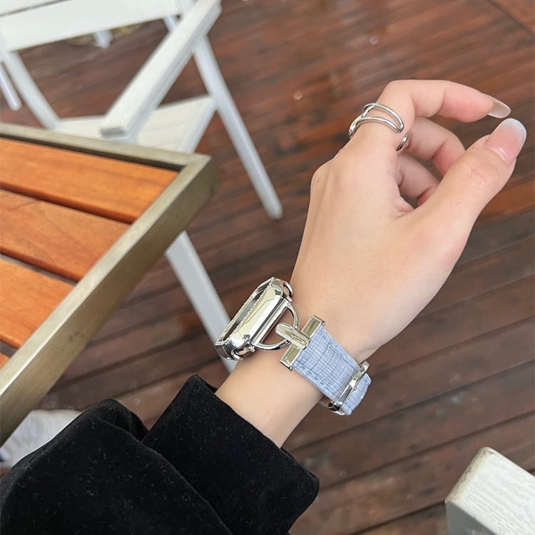 Bamboo Grain D-shape Buckle Leather Strap Tree Wood Grain Fashion Wrist