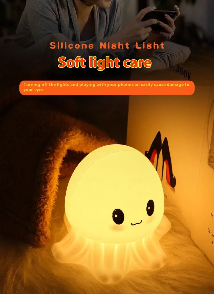 Creative Octopus Silicone Sleeping Night Light with Rechargeable Power Supply
