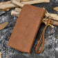 Men’s Crazy Horse Leather Long Leather Zipper Wallet - Men’s Crazy Horse Wallet in Brushed Brown Shenanigans