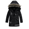 Boys Large Fur Collar Padded Warm Cotton Jacket - Black