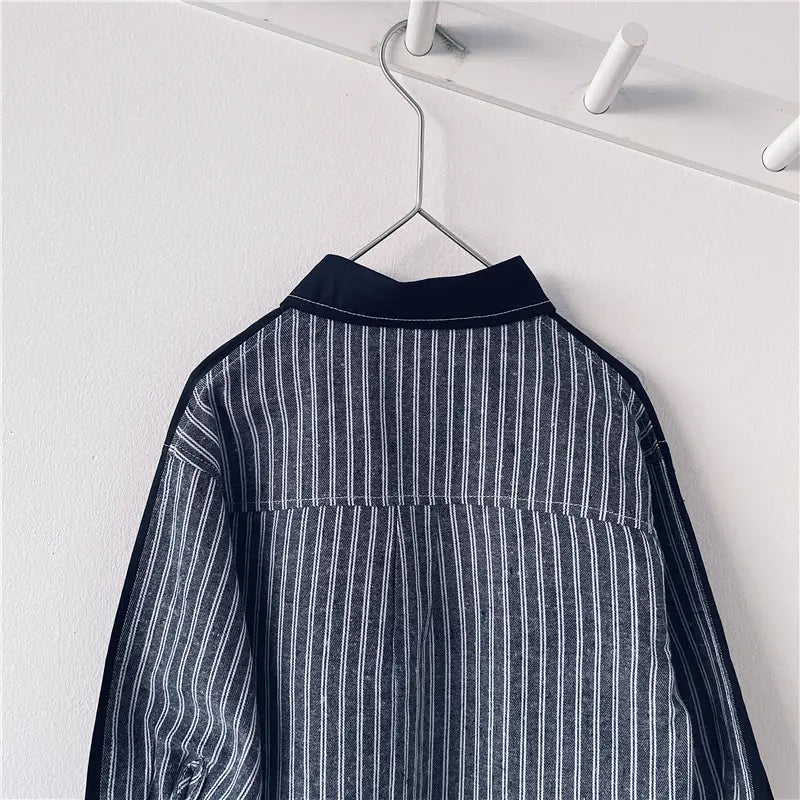 Long Sleeve Shirt with Cotton Collar and Pointed Lapel for Men in the United States