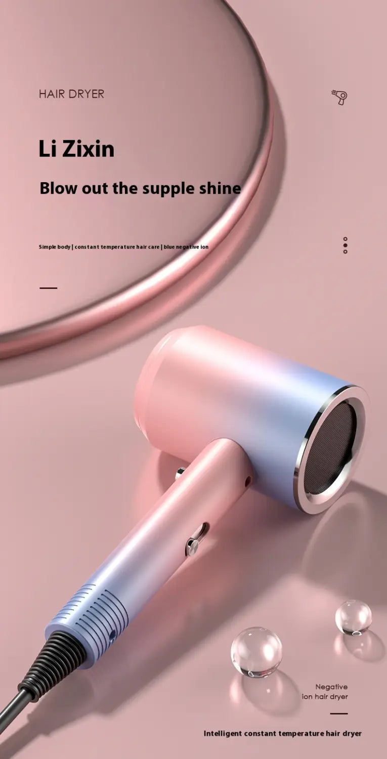 High Power Electric Hair Dryer Household with Gradient Purple and Blue Light