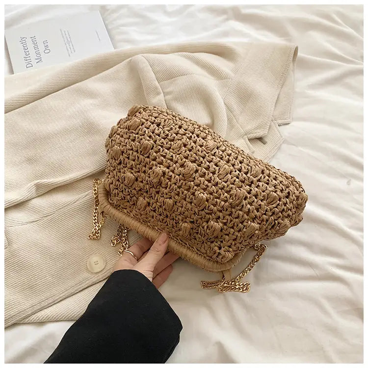 Bolsa de tecido macio branca de cáqui com zíper interno e alça de ombro único